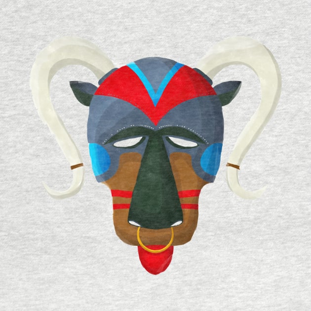 Watercolor tribal mask by lirch